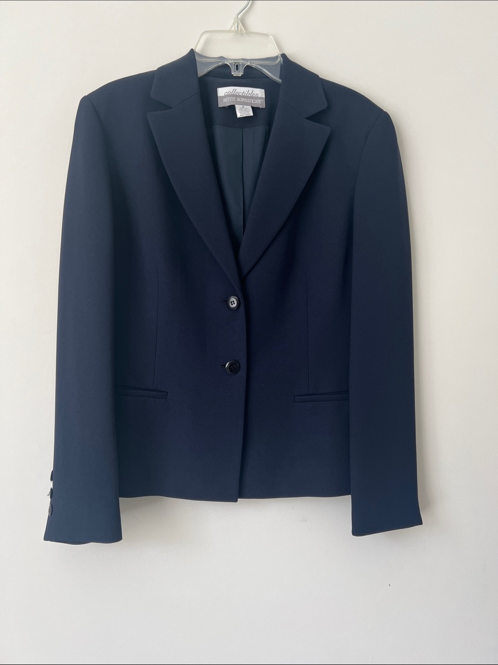 Petite Sophisticate Dark Navy Two-Button Tailored Blazer